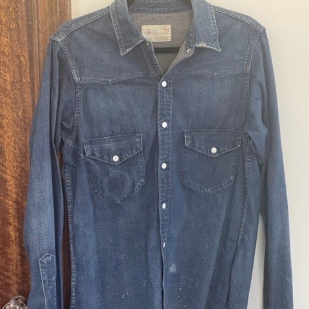 RARE - JCREW Chimala Denim Distresssed Western Shirt